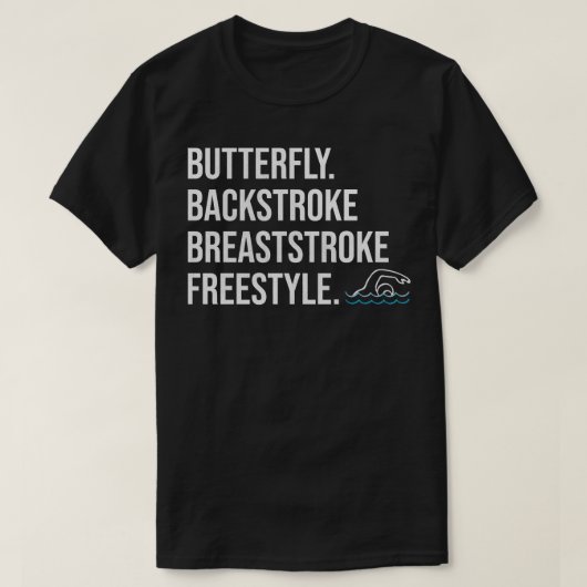 バタフライバックストローク平泳ぎフリースタイル Tシャツ (デザイン正面)