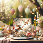 バタフライバニーピーチ金ゴールドステンドグラスイースター シーズンカード