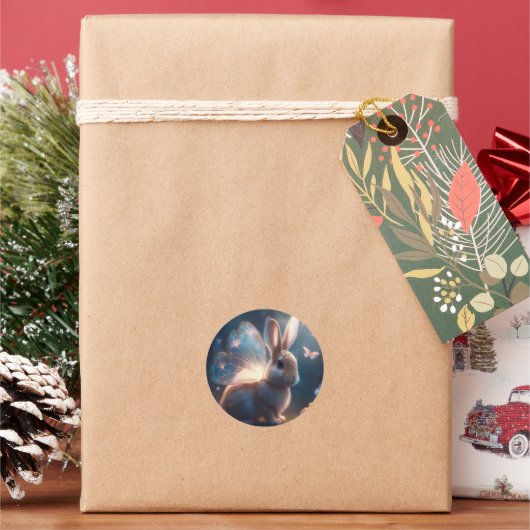 バタフライバニー ラウンドシール (クリスマス)
