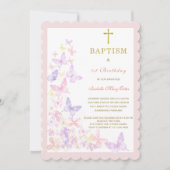 バタフライバプティスファーストと誕生日招待状 招待状 (正面)