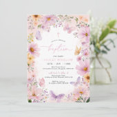 バタフライバプテスマフローラピンクパープルガール 招待状 (スタンド正面)