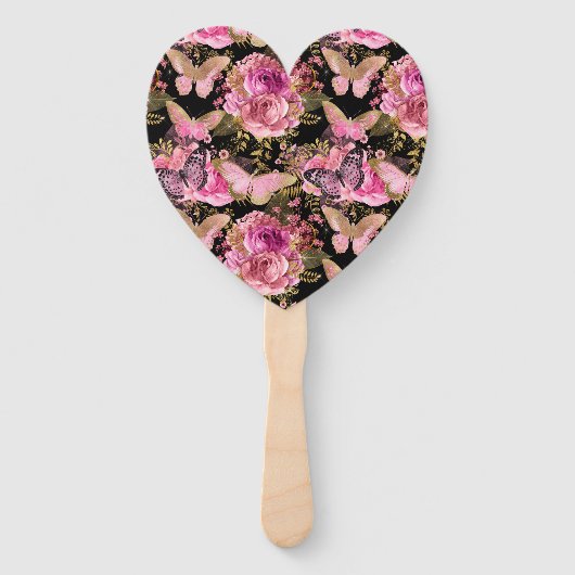 バタフライバラガーデンフローラフラワーキュート美学 ハンドファン (裏面)