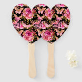 バタフライバラガーデンフローラフラワーキュート美学 ハンドファン (正面&裏面)