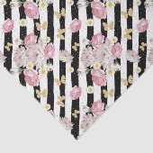 バタフライバラデイジーフローラストライプ白黒 薄葉紙 (詳細)