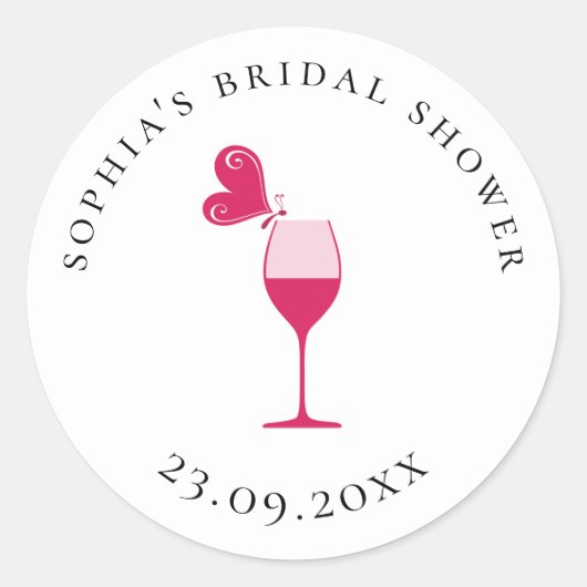 バタフライバラワインテイスティングブライダルシャワー ラウンドシール (正面)