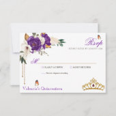 バタフライバラ王室のパープル金ゴールドティアラキンセアニェラ 出欠カード (正面)