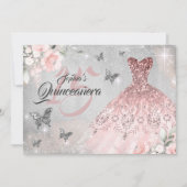 バタフライバラ金ゴールドスパークルドレスキンセアニェラ 招待状 (正面)