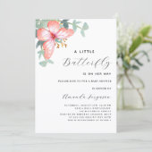 バタフライバラ金ゴールド緑の女の子ベビーシャワー 招待状 (スタンド正面)