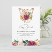 バタフライバラ金ゴールド赤面バーガンディフローラガール 招待状 (スタンド正面)