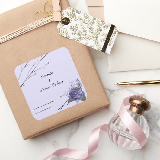 バタフライバラ高級ソープ&キャンドルラベル スクエアシール (ギフト)