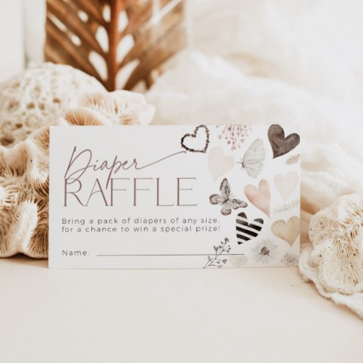 バタフライバレンティンおむつラッフルチケットベビー エンクロージャーカード