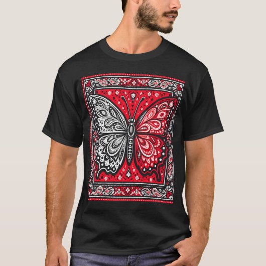 バタフライバンダナペイズリー Tシャツ (正面)