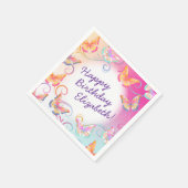 バタフライバースデーパーティーキッズカラフル スタンダードカクテルナプキン (角)