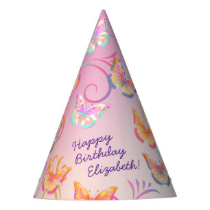 バタフライバースデーパーティーキッズカラフル パーティーハット