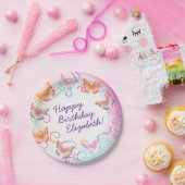 バタフライバースデーパーティーキッズカラフル ペーパープレート (パーティー)