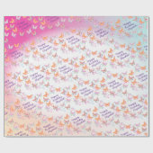 バタフライバースデーパーティーキッズカラフル ラッピングペーパー (フラット)