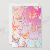 バタフライバースデーパーティーキッズカラフル 招待状 (裏面)