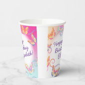 バタフライバースデーパーティーキッズカラフル 紙コップ (左)