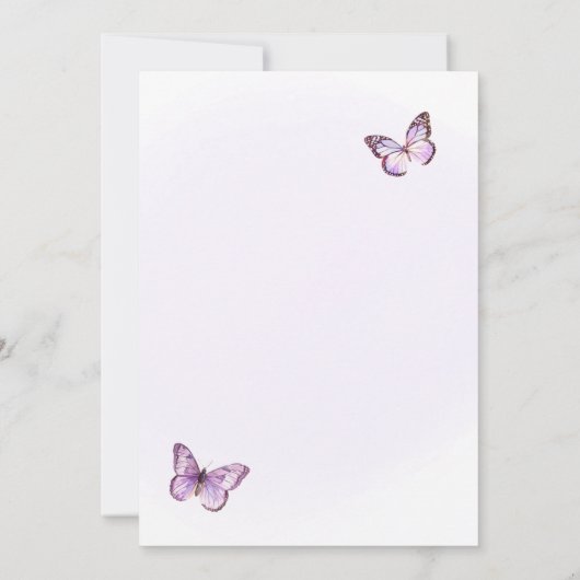 バタフライバースデーパーティー招待状パープル蝶 招待状 (裏面)