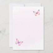 バタフライバースデーパーティー招待状ピンク蝶 招待状 (裏面)