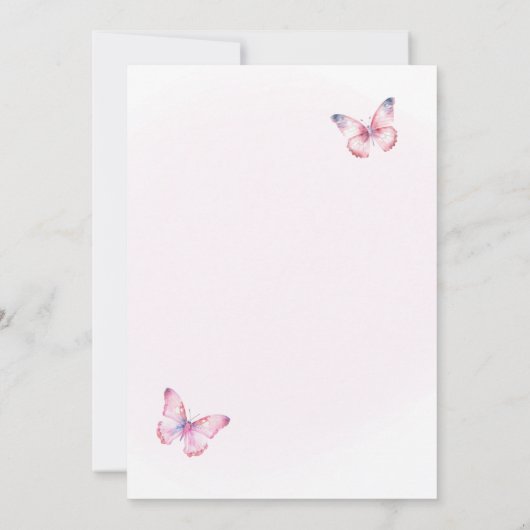 バタフライバースデーパーティー招待状ピンク蝶 招待状 (裏面)