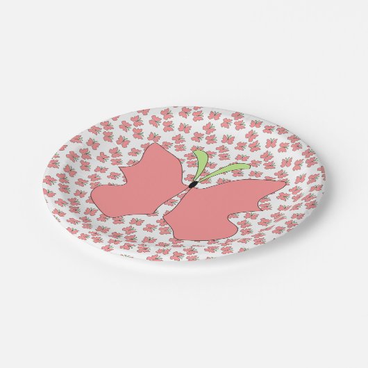 バタフライバースデーパーティー ペーパープレート (アングル)