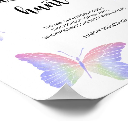 バタフライパシファイヤー狩りベビーシャワーゲーム ポスター (角)