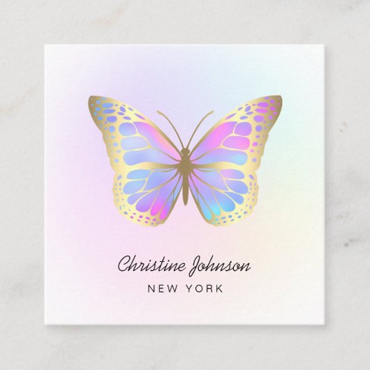 バタフライパステルカラーロゴ スクエア名刺 (正面)