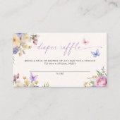バタフライパステル花模様ベビーシャワーおむつラッフル エンクロージャーカード (正面)