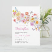 バタフライパステル開花フローラブライダルシャワー 招待状 (スタンド正面)