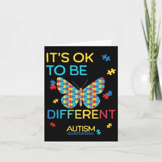 バタフライパズルIts Ok To Be 違う Autism Awa カード (正面)