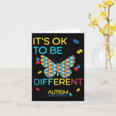 バタフライパズルIts Ok To Be 違う Autism Awa カード (黄色い花)
