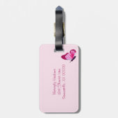 バタフライパターかわいらしン(ピンク) ラゲッジタグ (裏面縦)