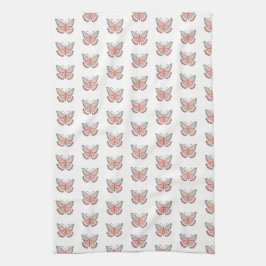 バタフライパターシンプルンモダンピンク キッチンタオル