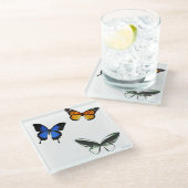 バタフライパターンガラスコースター ガラスコースター (アングル)