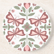 バタフライパターンコースター手描き