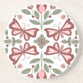 バタフライパターンコースター手描き コースター