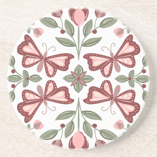 バタフライパターンコースター手描き コースター (正面)