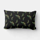 バタフライパターンモノグラムブラックとグリーン ランバークッション (裏面)