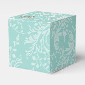 バタフライパターン感謝していティール（緑がかった色）ユー結婚式の引き出物ボックス フェイバーボックス (正面サイド)