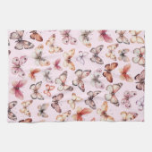 バタフライパターン水の色のエレガントギフト キッチンタオル (横)