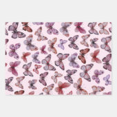 バタフライパターン水の色のエレガントギフト ラッピングペーパーシート (正面2)