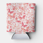 バタフライパターン水彩コーラルピンク 缶クーラー (正面)