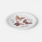 バタフライパターン誕生日紙プレート ペーパープレート (アングル)