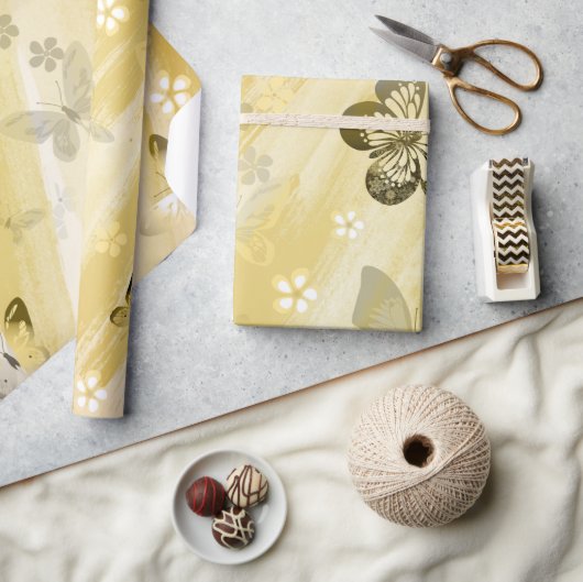 バタフライパターン10 ラッピングペーパー (クラフト)