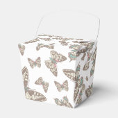 バタフライパターン（の模様が）ある結婚式の引き出物ボックス フェイバーボックス (正面サイド)