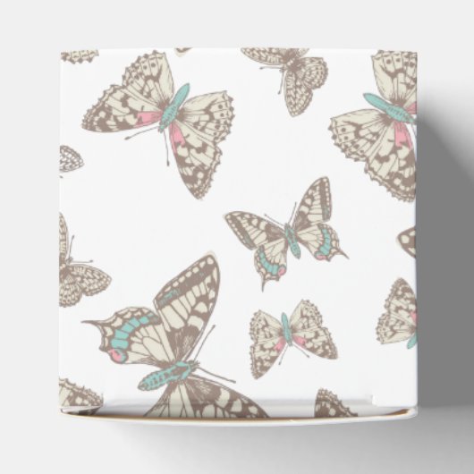 バタフライパターン（の模様が）ある結婚式の引き出物ボックス フェイバーボックス (上部)