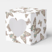バタフライパターン（の模様が）ある結婚式の引き出物ボックス フェイバーボックス (正面サイド)