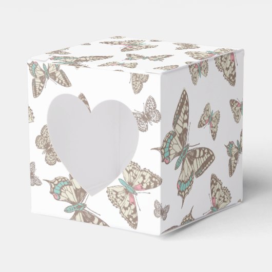 バタフライパターン（の模様が）ある結婚式の引き出物ボックス フェイバーボックス (正面サイド)