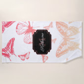 バタフライパターン ビーチタオル (正面)